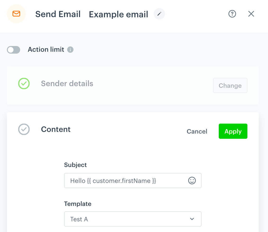Example send email node