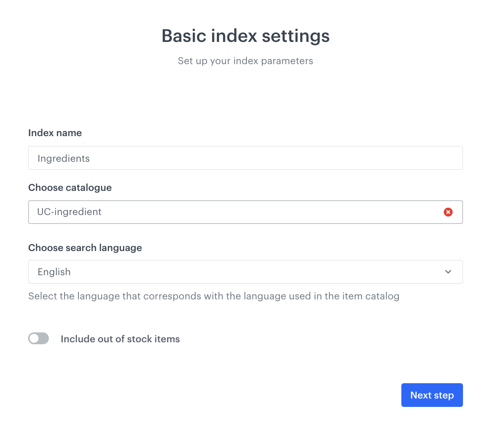 Example of basic index settings