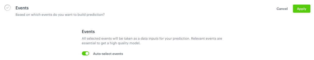 Selection of features to support predicting model