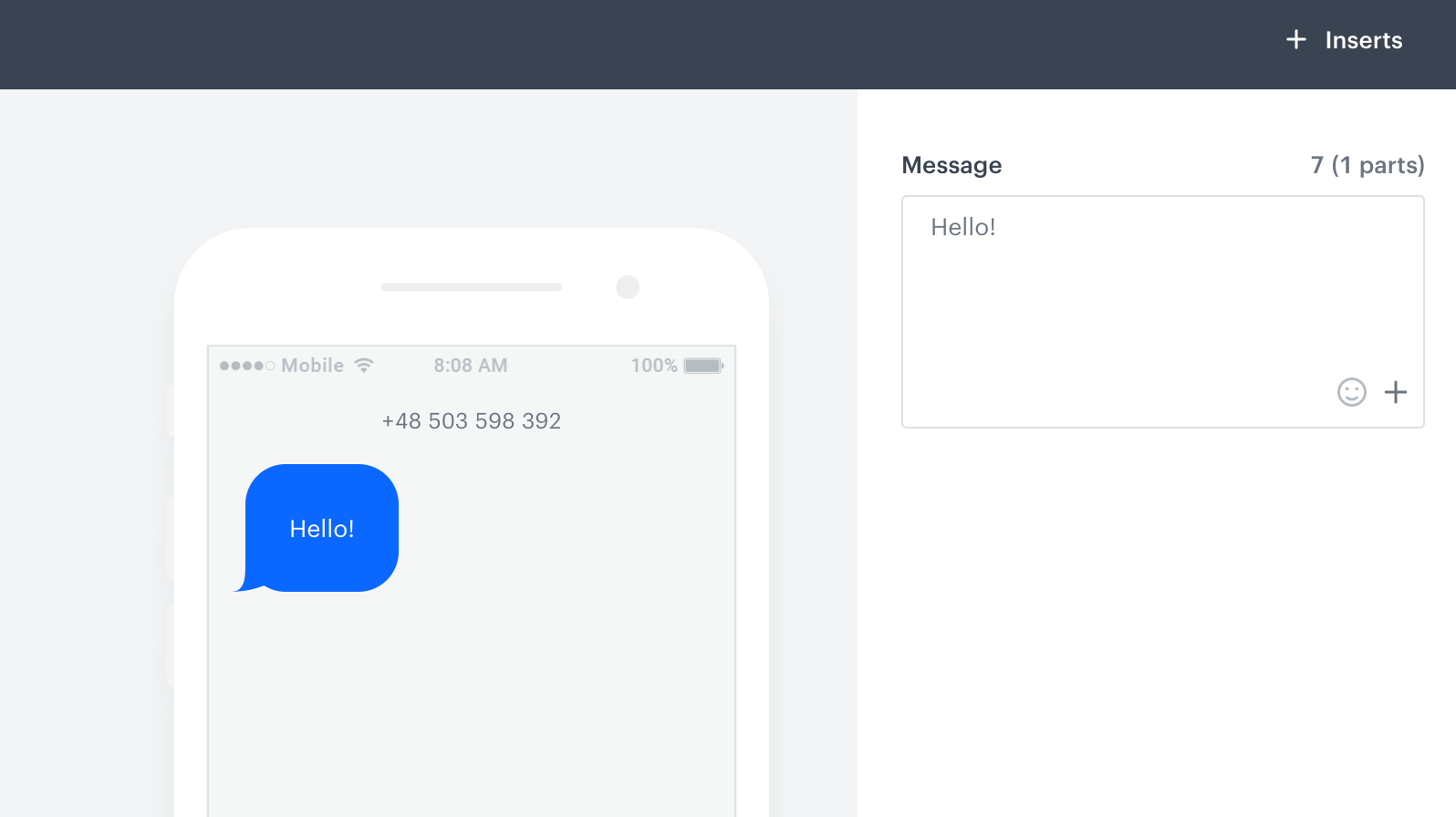 SMS template example