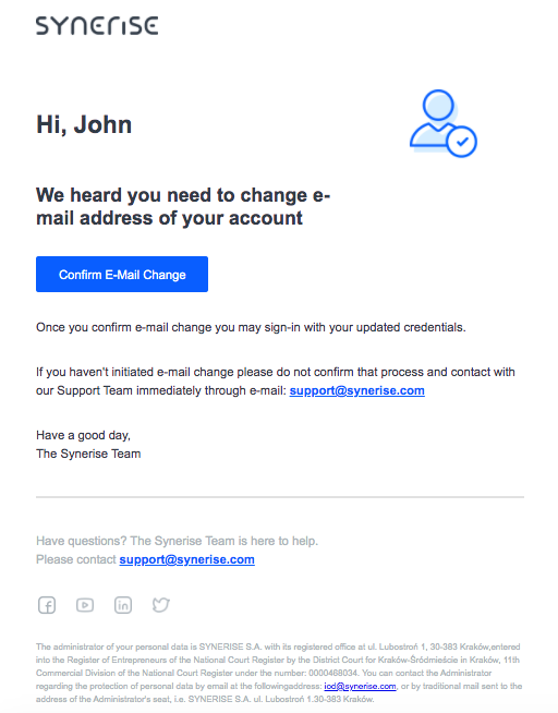 Email change request template