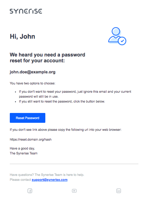 Password reset template