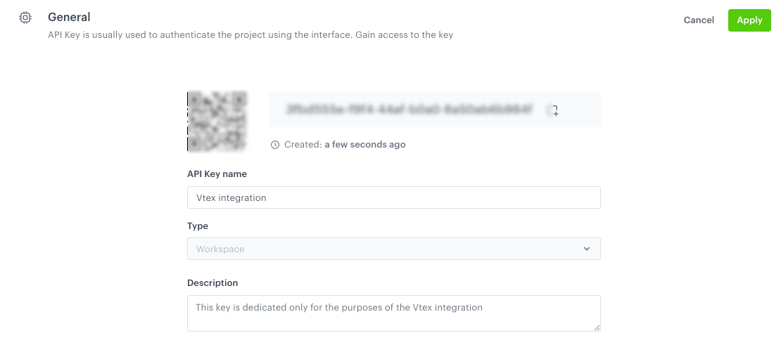 Details of the API key