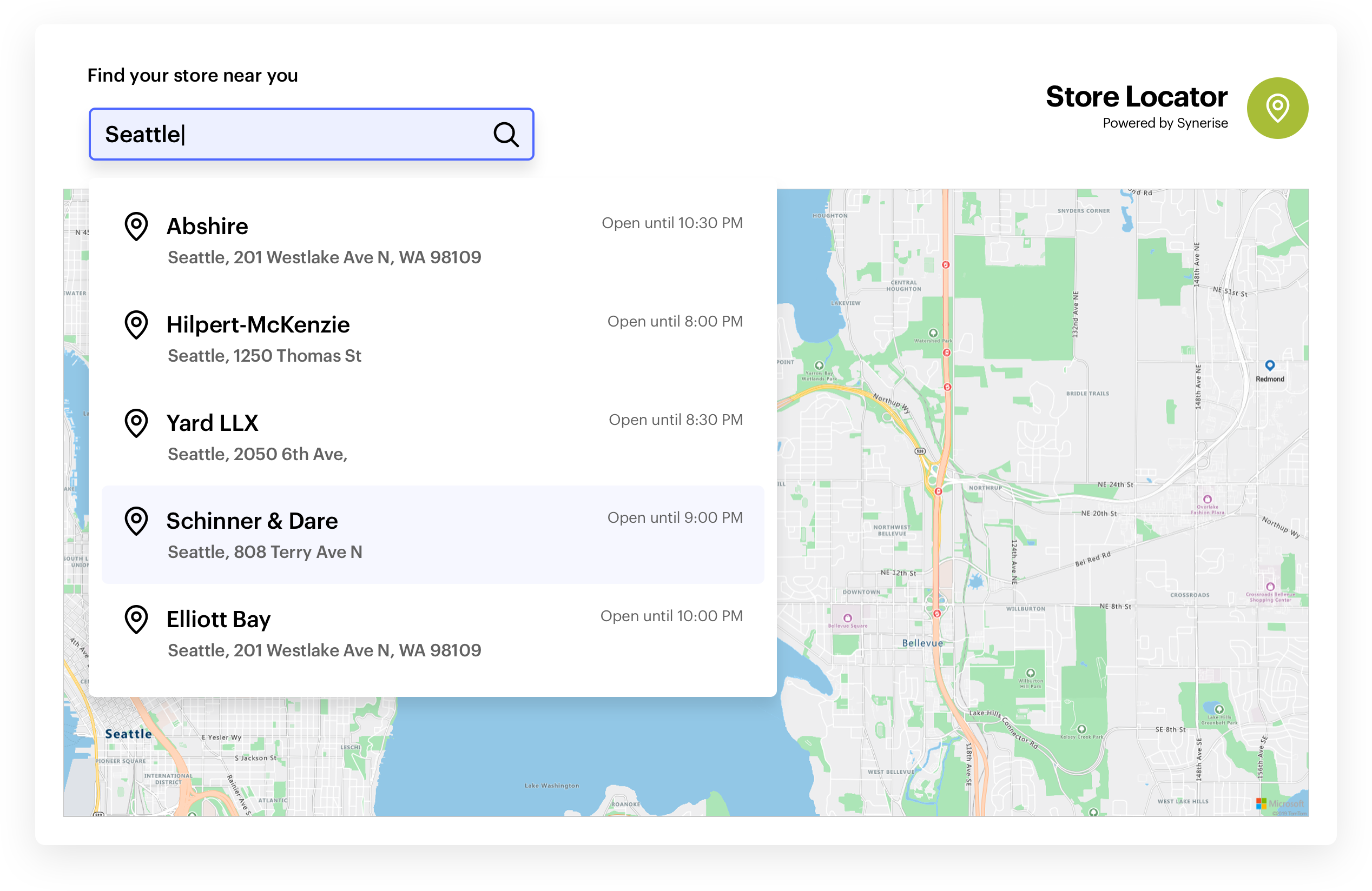 Example of store location Search Engine
