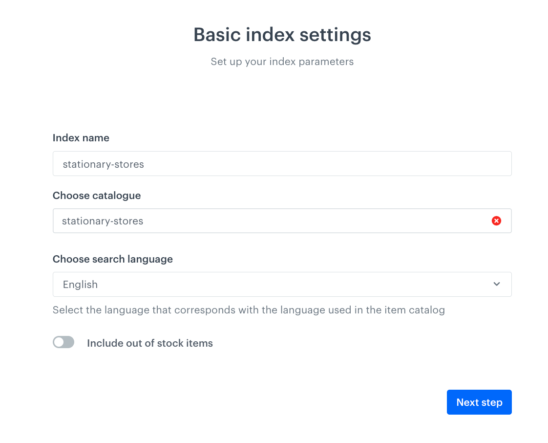 Example of basic index settings